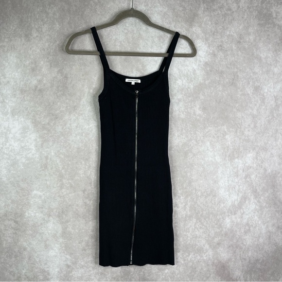 Cotton Citizen Zipped Front Ribbed Mini Dress In Black Women's Size S - Picture 1 of 6